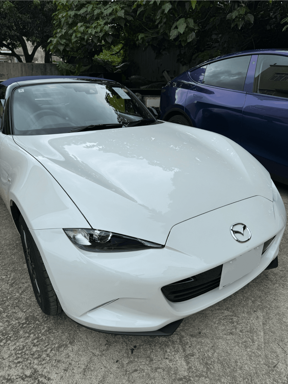 白色 Mazda MX-5 正面